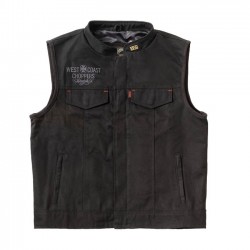 Chaleco de lona negra West Coast Choppers x 13 1/2 Dominator Canvas