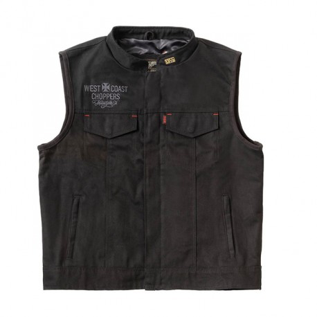 Chaleco de lona negra West Coast Choppers x 13 1/2 Dominator Canvas