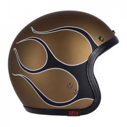 Casco Skull de 13 1/2  dorado con llamas negras