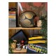 Casco Skull de 13 1/2  dorado con llamas negras