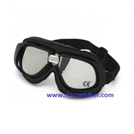 GAFAS CLASICAS BANDIT CON PIEL NEGRA Y LENTE ESPEJADA PLATEADA