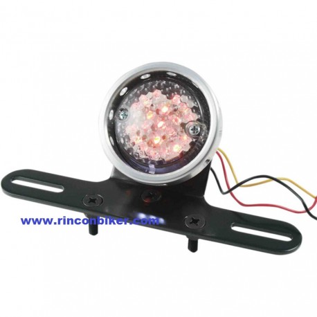 PILOTO BOBBER LED CON LUZ DE MATRICULA LENTE TRASPARENTE HOMOLOGADO